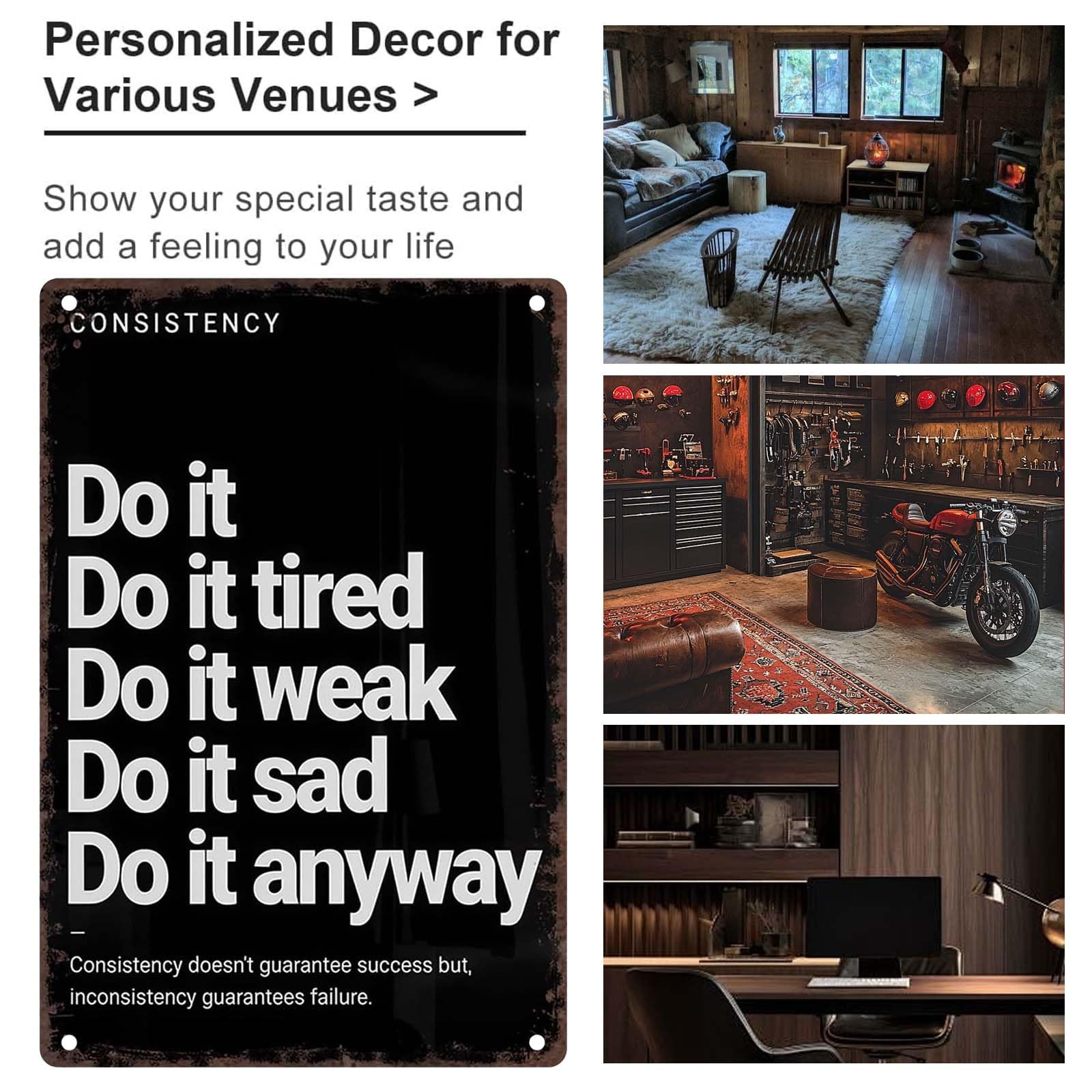 Do It Anyway Vintage Sign, Metal Motivational Wall Art for 12×8 inches, black
