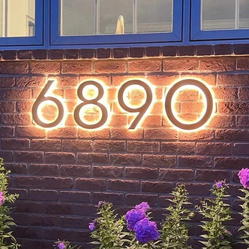 LED House Number Light Metal Illuminated House Sign Address Sign Home Door Sign