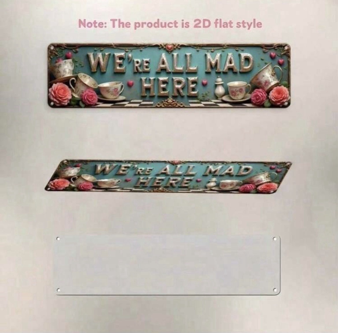 New 16 x 4 ALICE IN WONDERLAND Metal Sign WERE ALL MAD HERE Tin Wall Tea Party