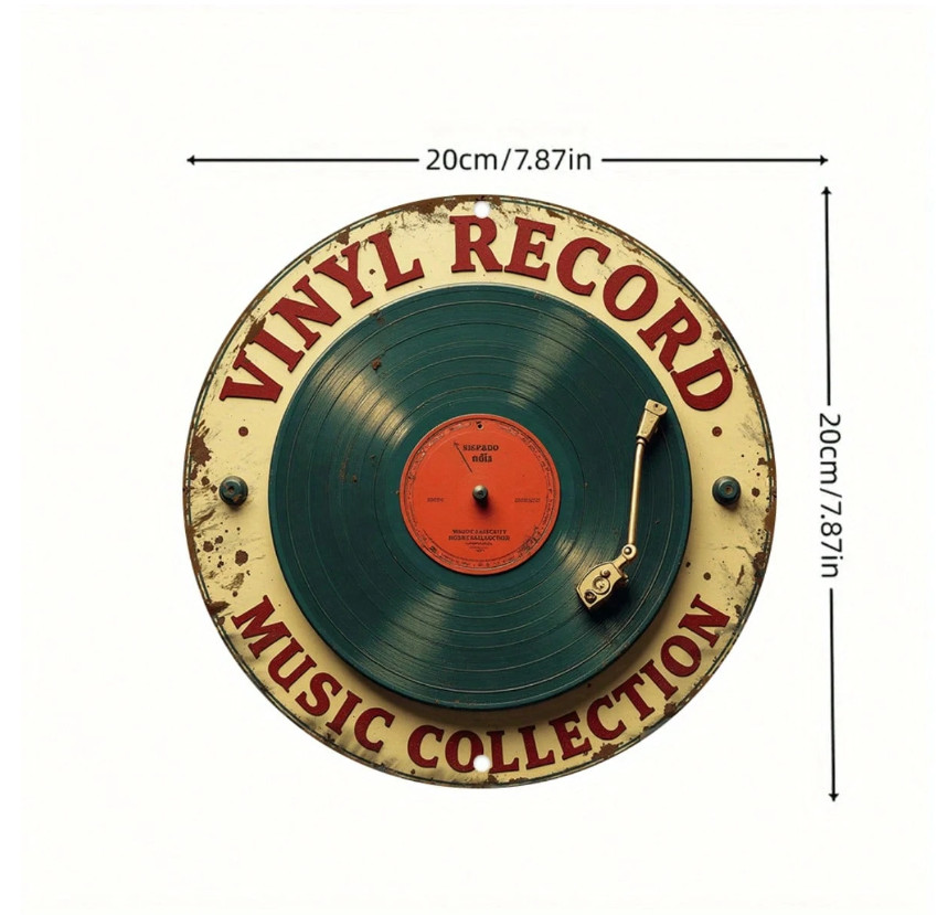 Retro Vinyl Record Metal Art – Minimalist Music Decor for Office, Bar & Cafe