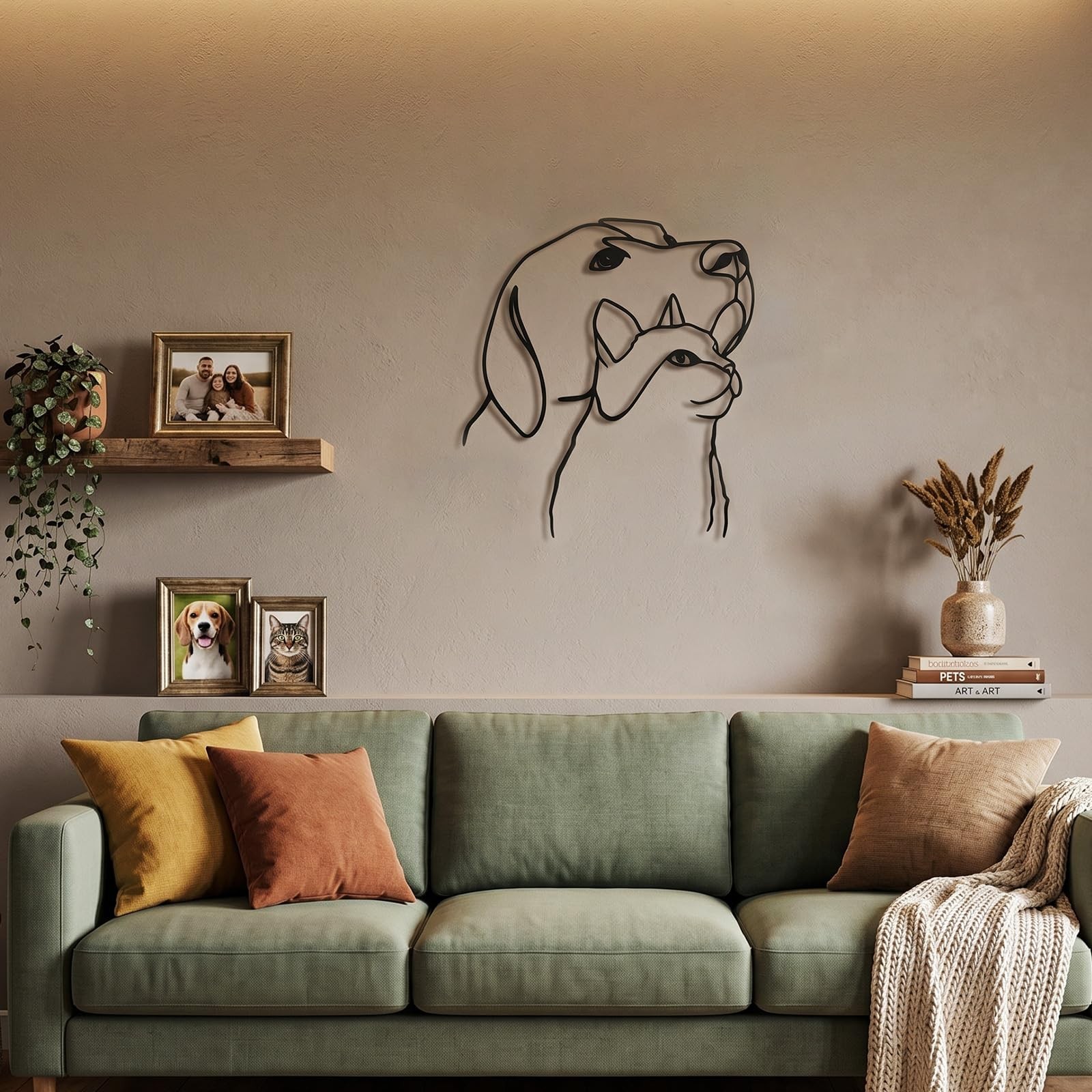 Otoolling Cat and Dog Wall Art Silhouette Cat and Dog Black Wall Decor Metal …