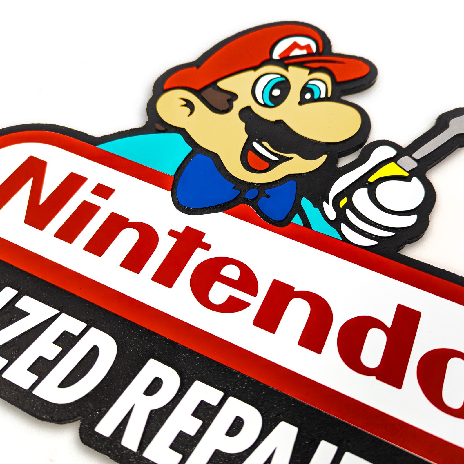 Large Engraved Nintendo “Authorized Repair Center” Sign Wall Art Video Game Deco