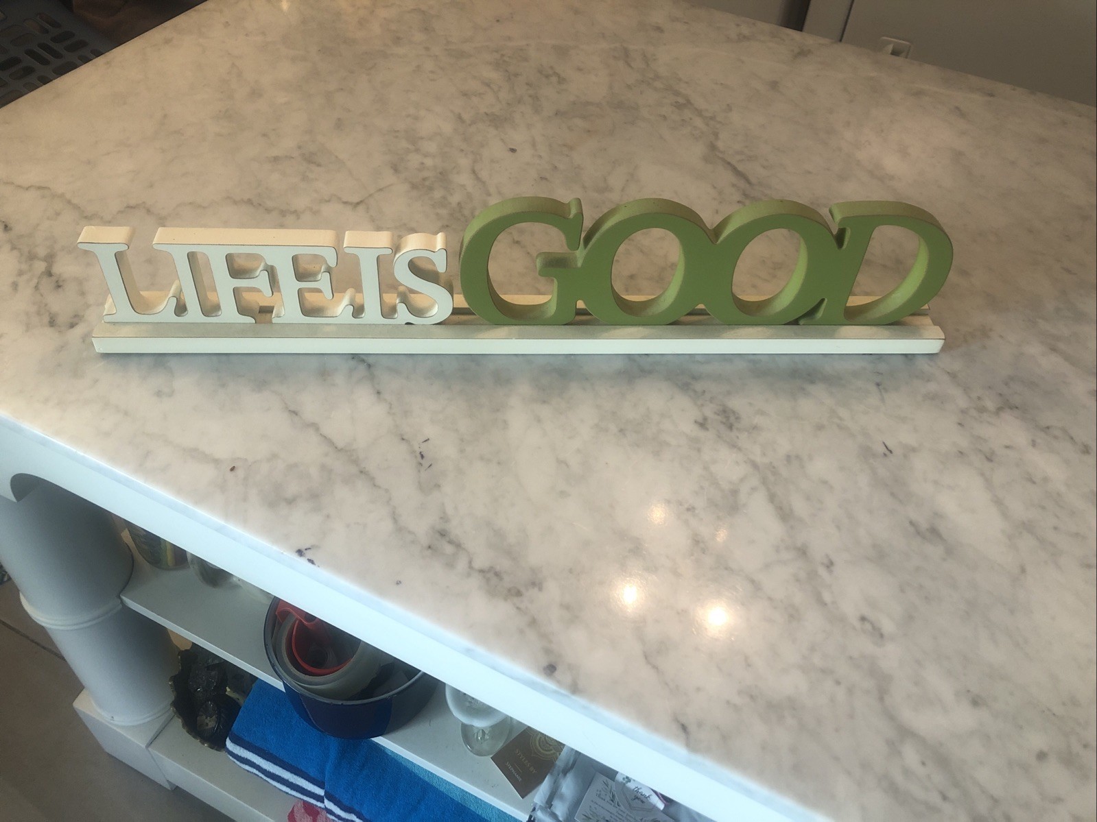 Life Is Good Wood Sign NWT Ivory/ Green
