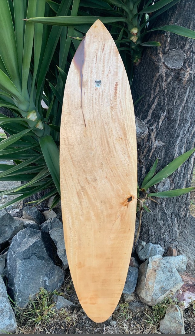 Set of Tiki Bar Sign and Tropical Tiki Surf Airbrushed Mango Wood Surfboard