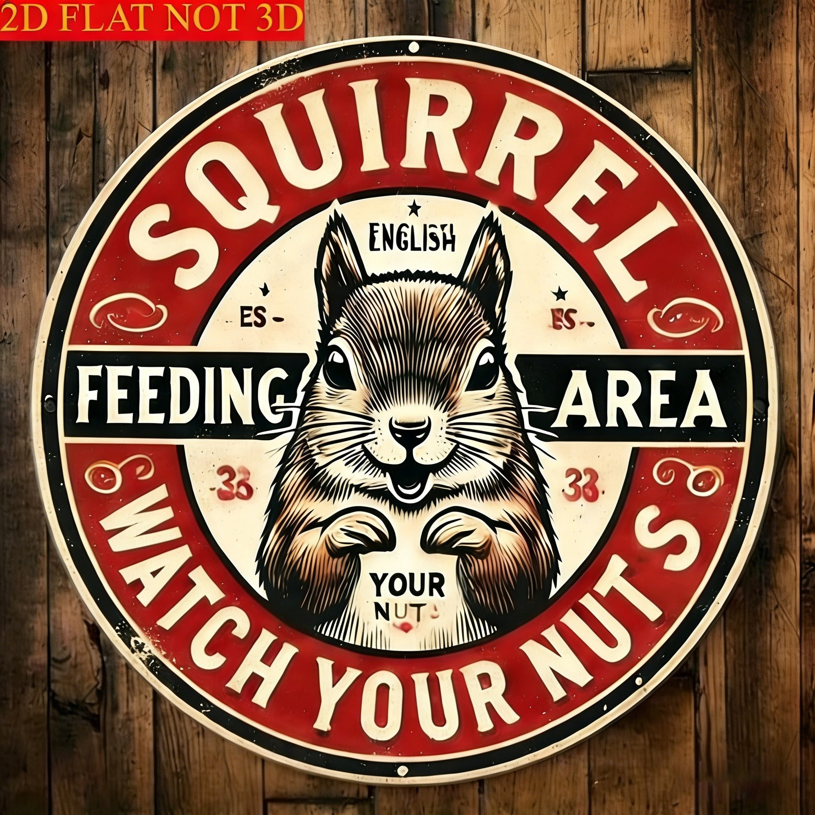 Playful Outdoor Decor Metal Sign Squirrel Feeding Area Accent Sign Decoration
