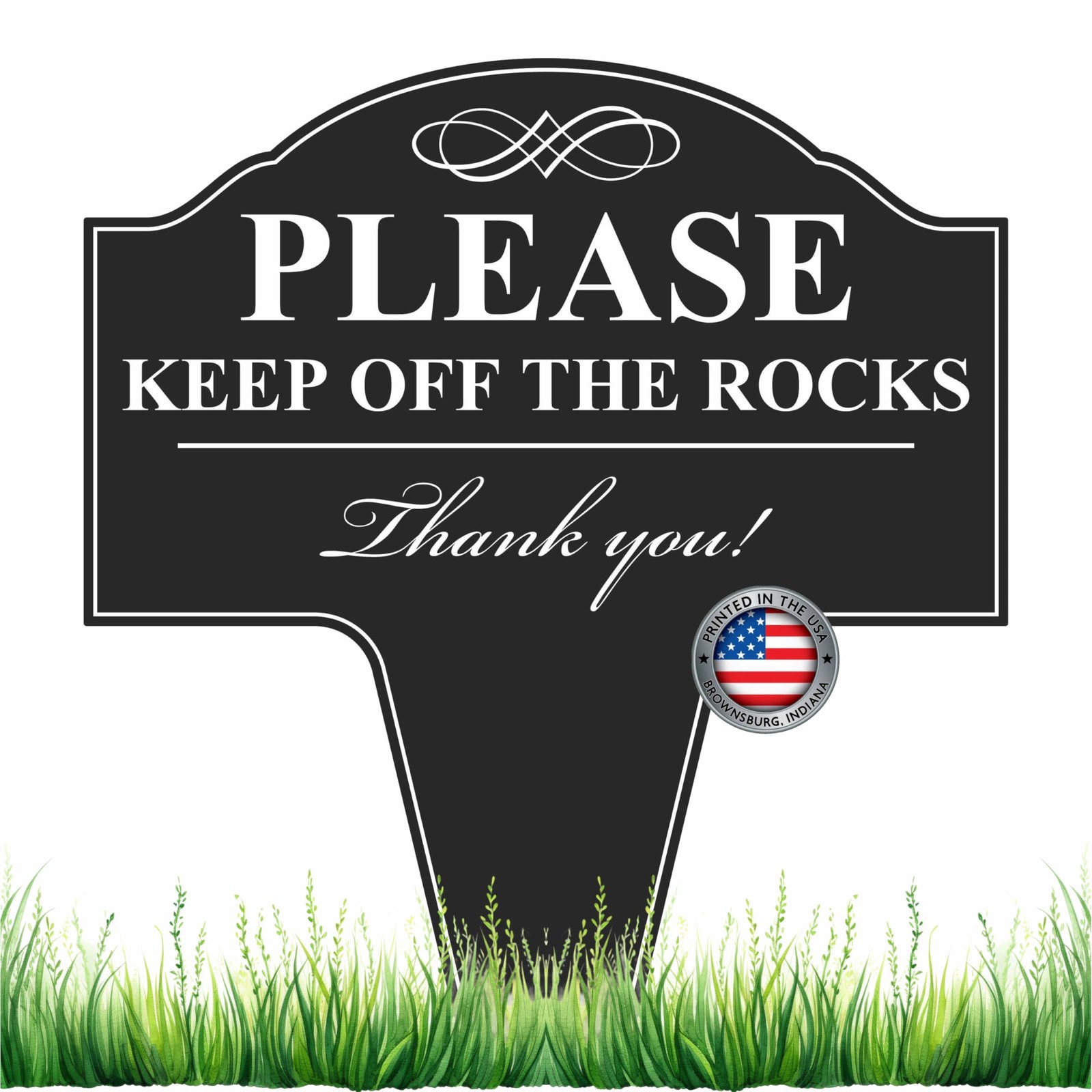 Please Keep Off The Rocks Aluminum Yard Sign 10×14