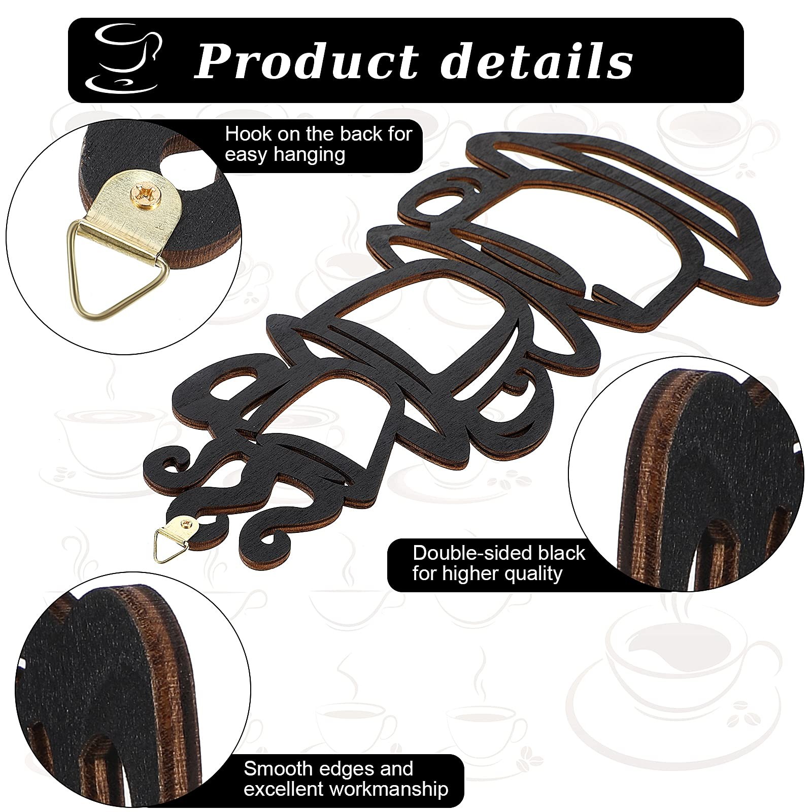 Jetec 2 Pieces Coffee Wall Decor Black Cup Silhouette Kitchen Wall Art Decor Cof