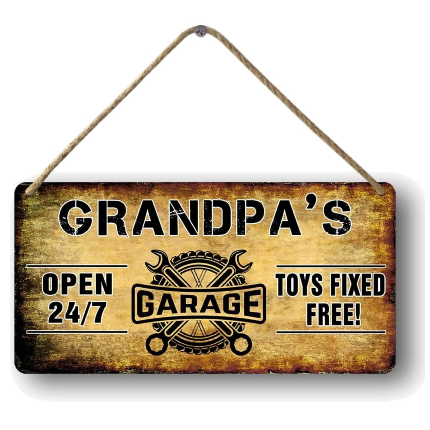 Garage Wooden Sign – Papa’s Fix It Shop Vintage Mechanic Sign – Toys Fixed