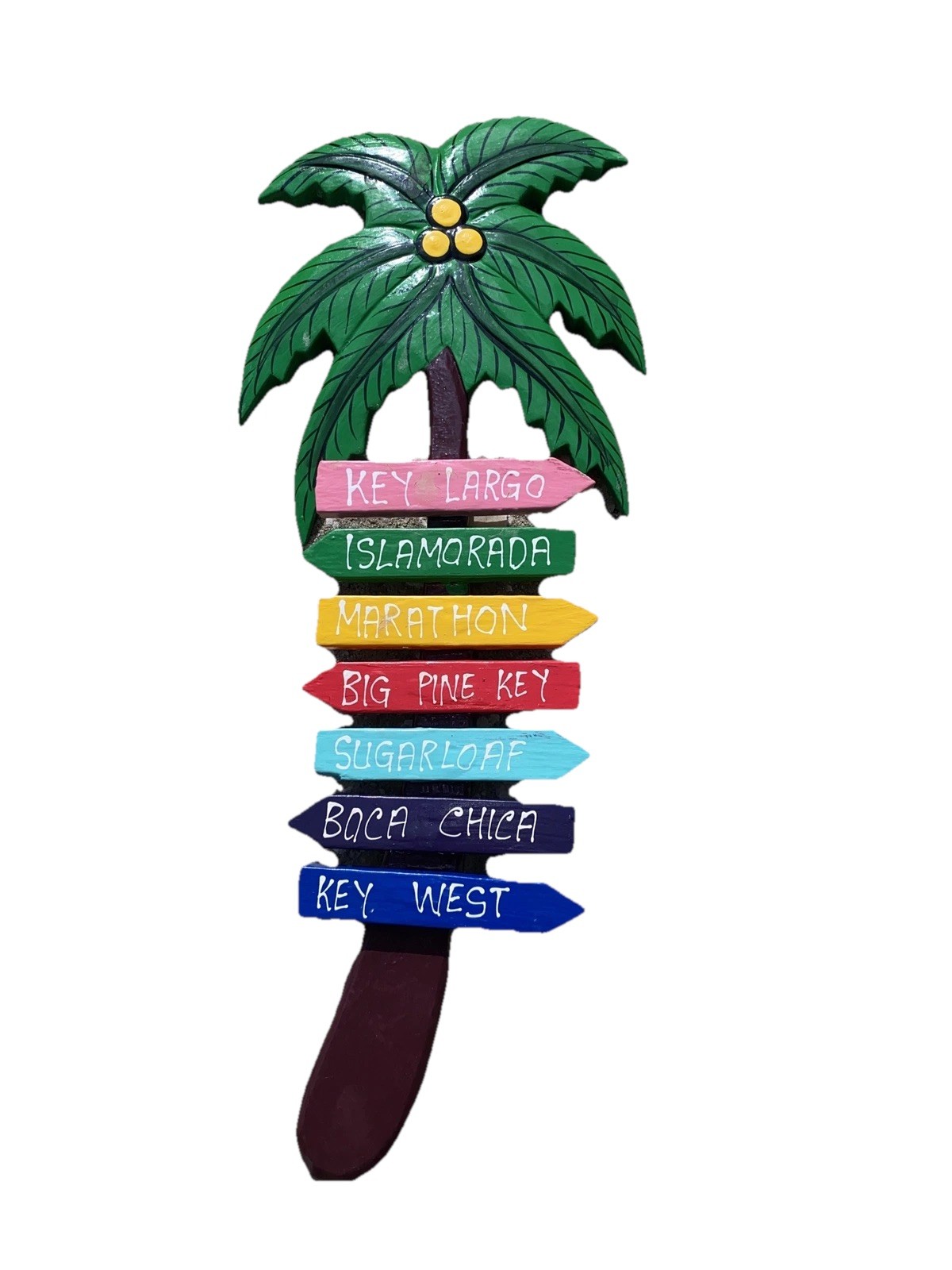 KEY WEST DIRECTIONAL SIGN HAND CARVED WOOD SIGN WALL ART HOME TIKI DECOR