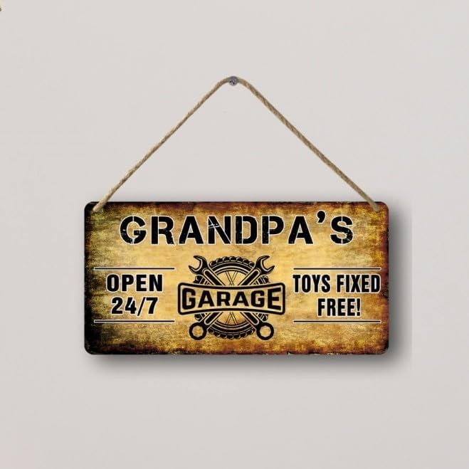 Garage Wooden Sign – Papa’s Fix It Shop Vintage Mechanic Sign – Toys Fixed
