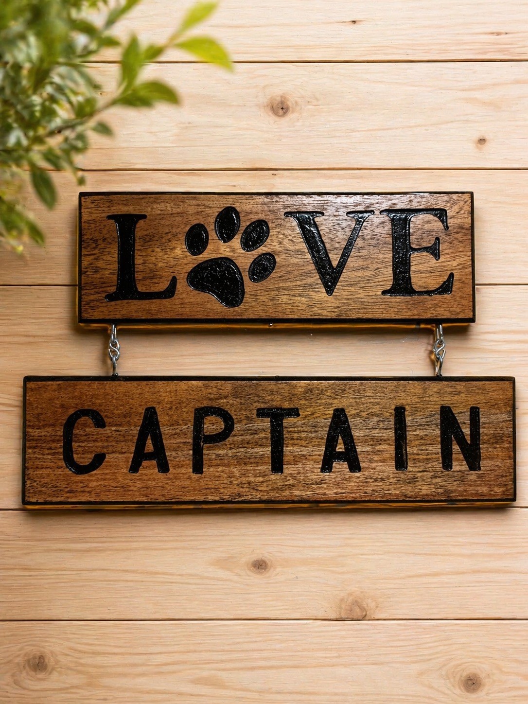 Personalized Dog Paw Love Sign, Exotic Mahogany Rustic Pet Decor, handmade