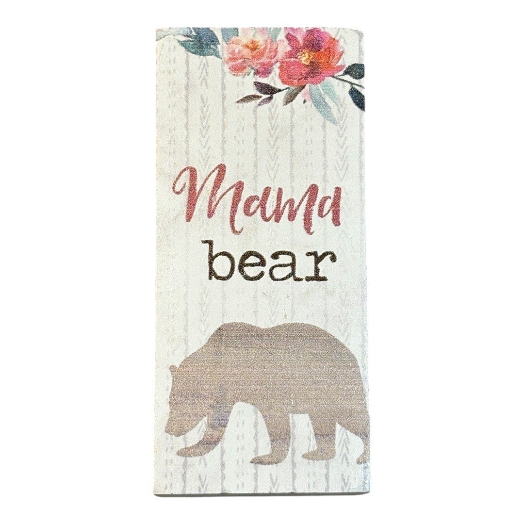 Bear Family Wooden Block Signs 3pc White Rustic Farmhouse Decor Cabin Core