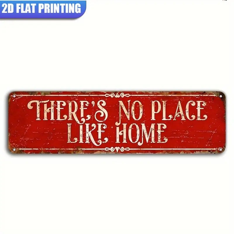 Vintage No Place Like Home Metal Wall Sign Rustic Tin Plaque Housewarming Gift