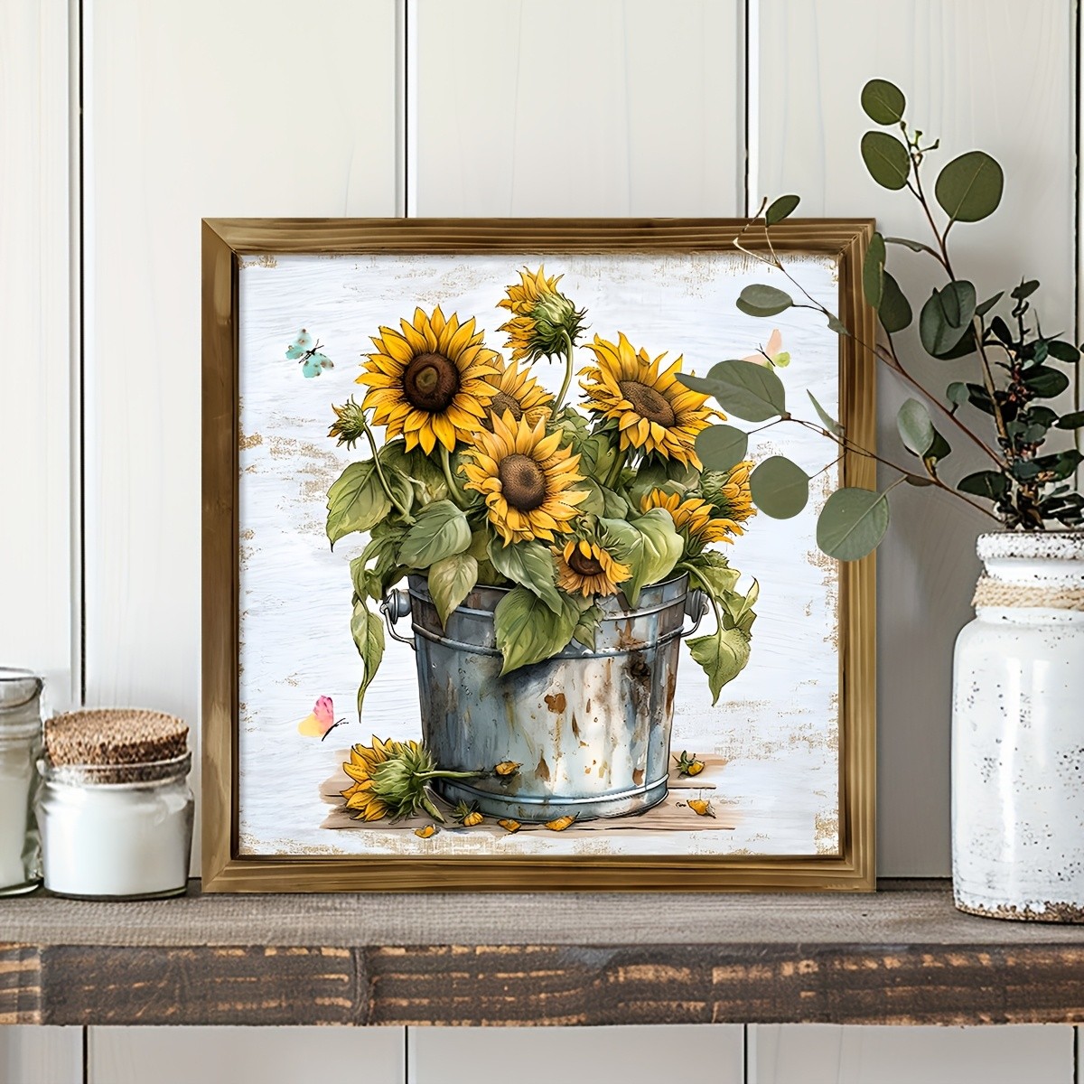 2D Wooden Sign Sunflower Art Deco Indoor Room Bedroom Desktop Shelves Wall Decor