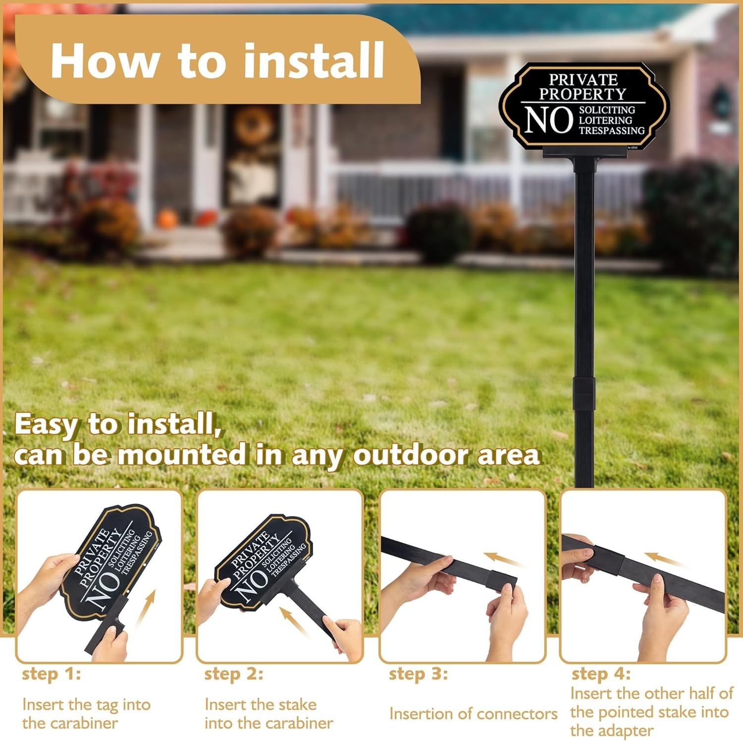 Private Property No Soliciting Sign with Stake – 5×10 Inches for Lawns & Gardens