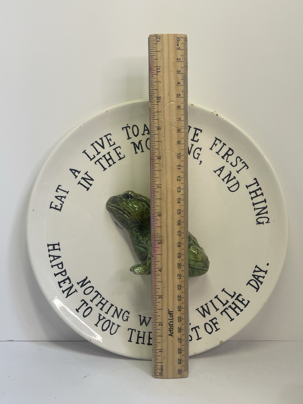Eat A Live Toad Decorative 3-D Plate Mark Twain Quote Handmade Vintage