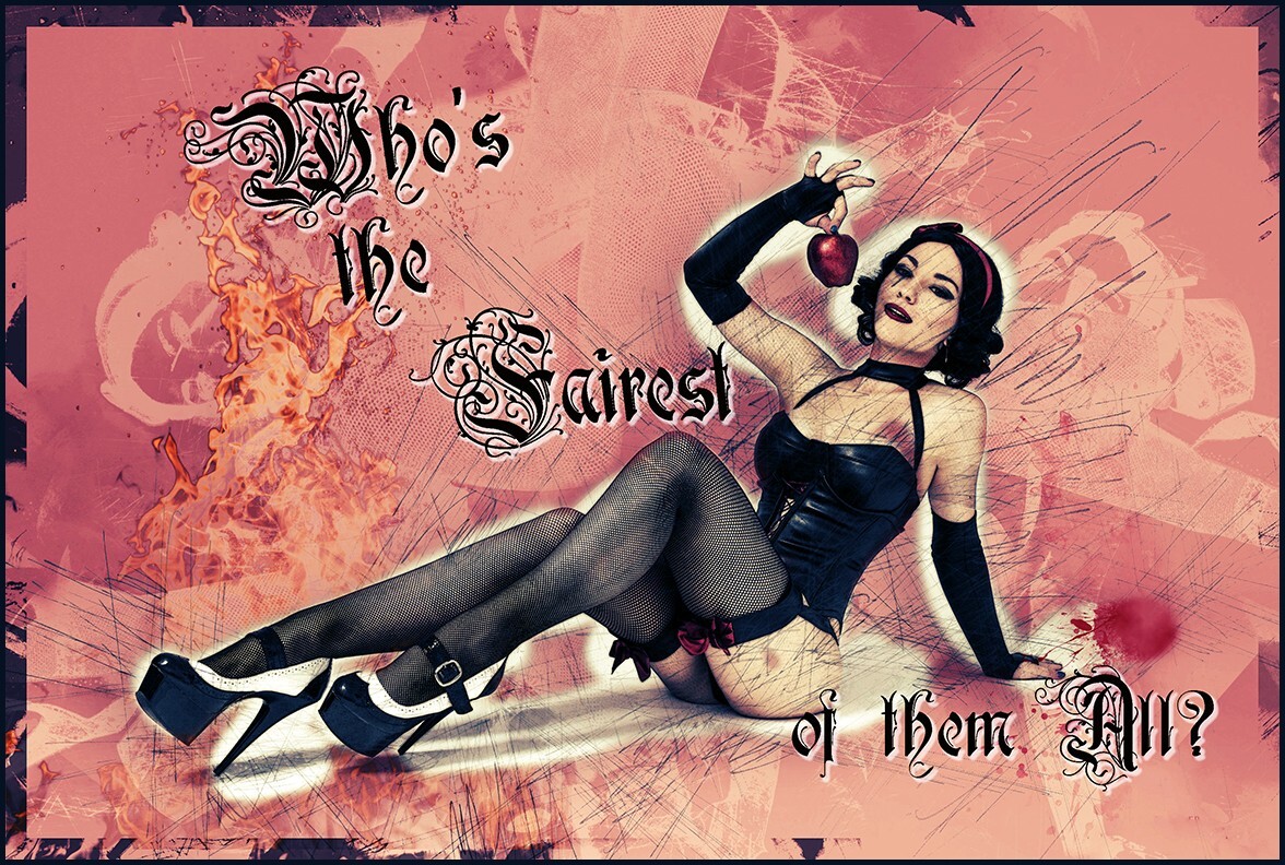 Snow White in Sexy Black Pinup Art Who’s the Fairest of them All? Metal Poster