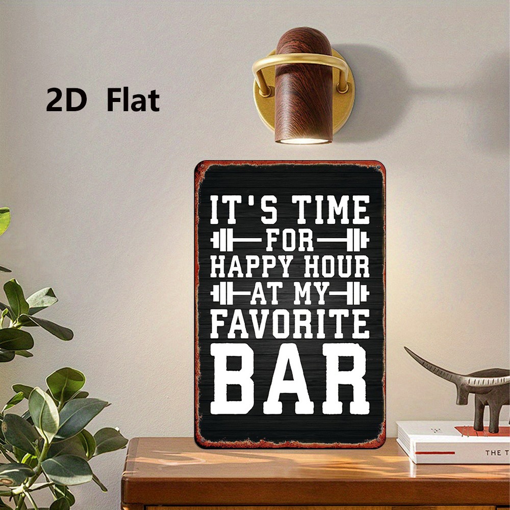 20.32×30.48 cm Metal Sign “Happy Hour Is Here” Rustic Iron Wall Decor