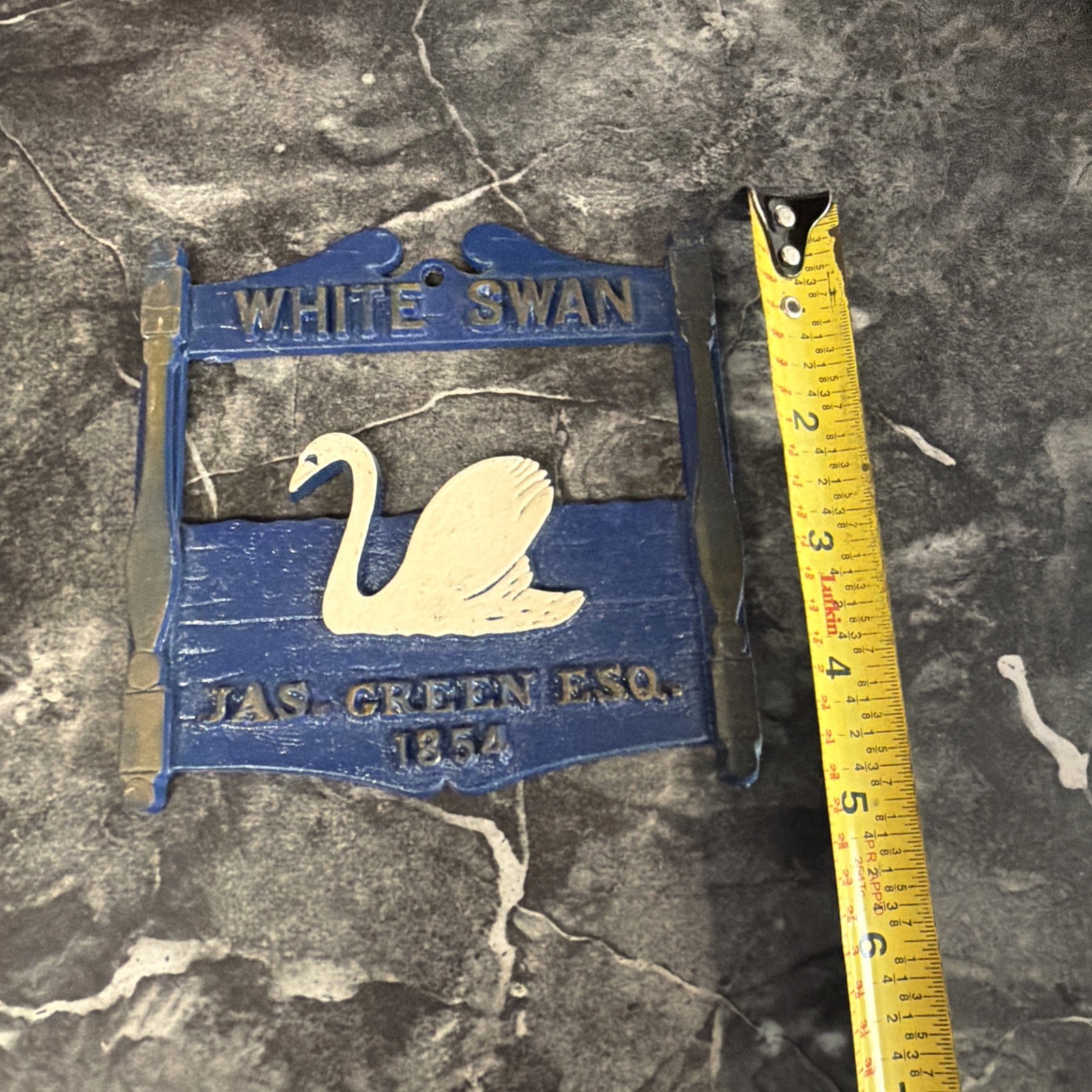 Vintage White Swan Jas Green Esa 1854 TavernSign Cast Aluminum