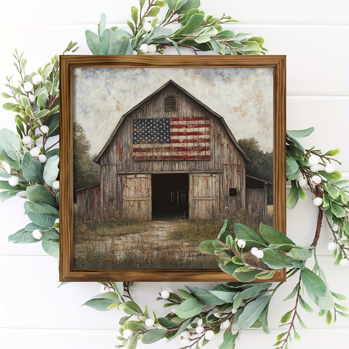 2D Vintage American Flag Barn Wooden Sign Distressed Rustic Wall Art Room Decor