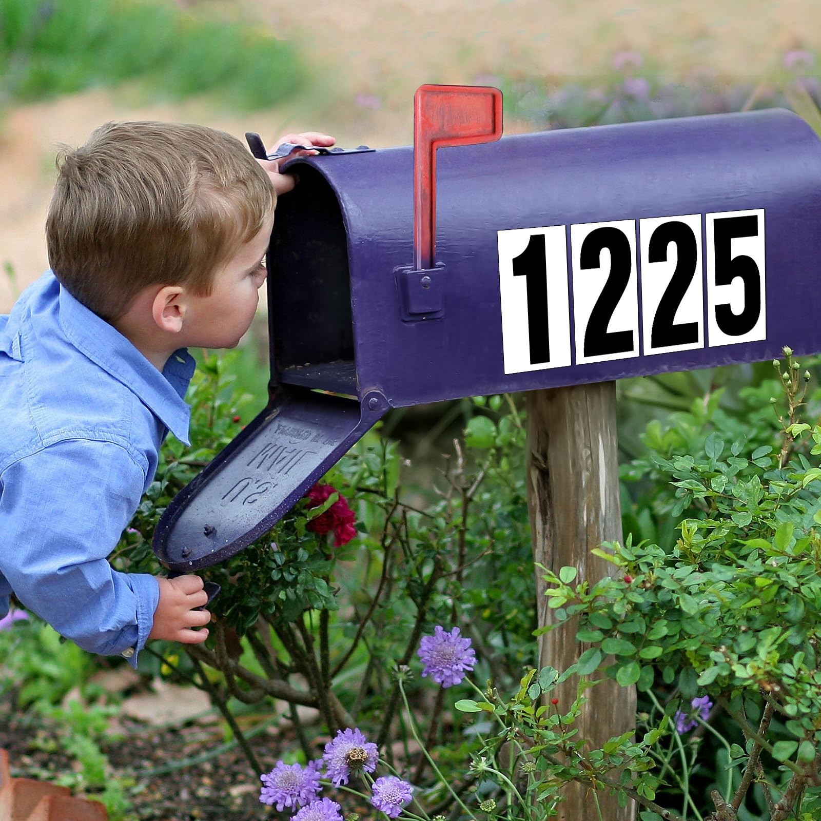 Reflective Number Stickers, 4 Sets 4 Inch Vinyl Waterproof Black Mailbox Numbers
