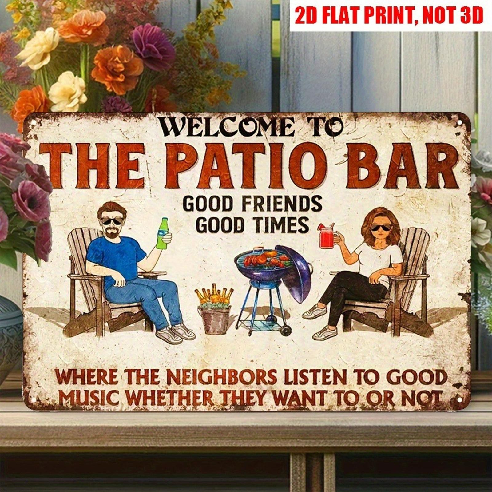 Patio Bar Sign Funny Aluminum Sign 8×12 Metal Outdoor Barbecue Decor