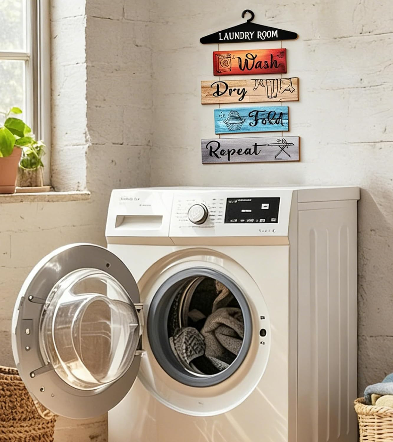 Rustic Laundry Room Decor, Laundry Room Pictures Wall Decor, Wooden Wall Art wit