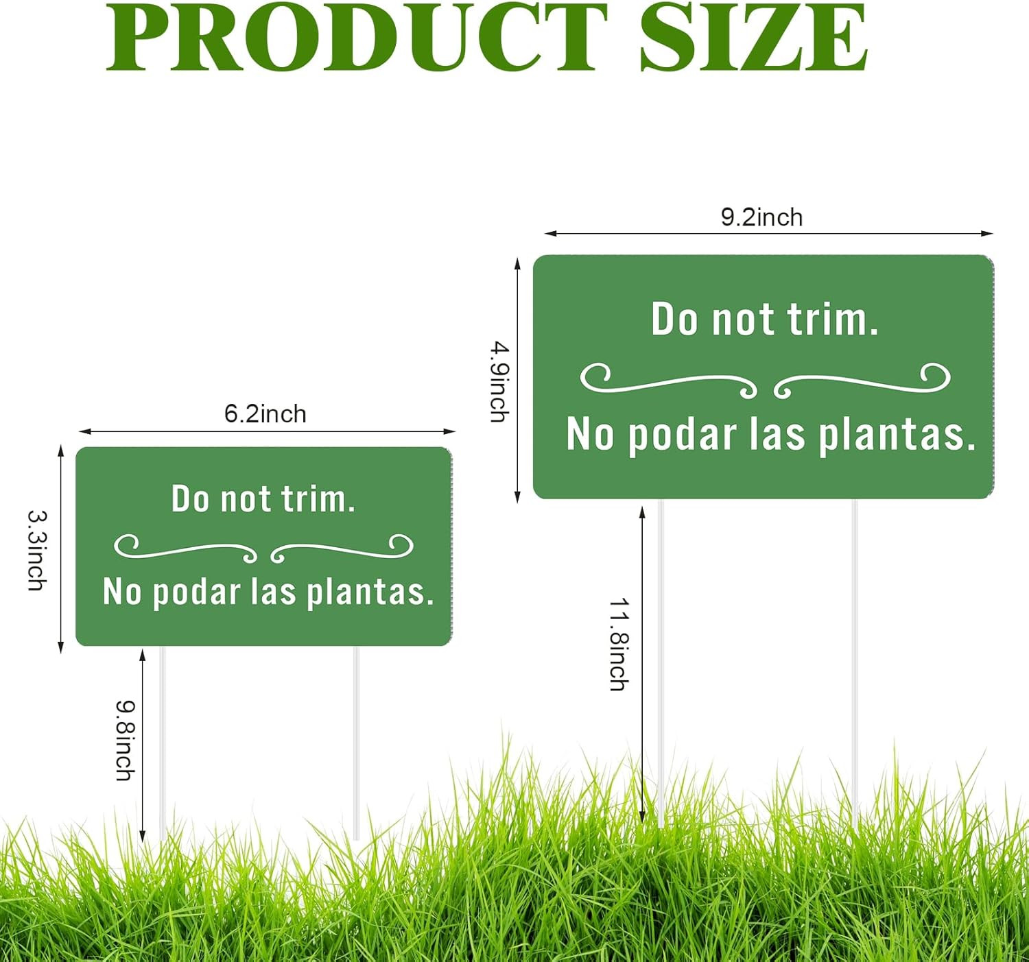 4 Pcs Corrugated Plastic Do Not Trim Yard Signs with Stakes 6.2 X 3.3 Inch 9.2 X