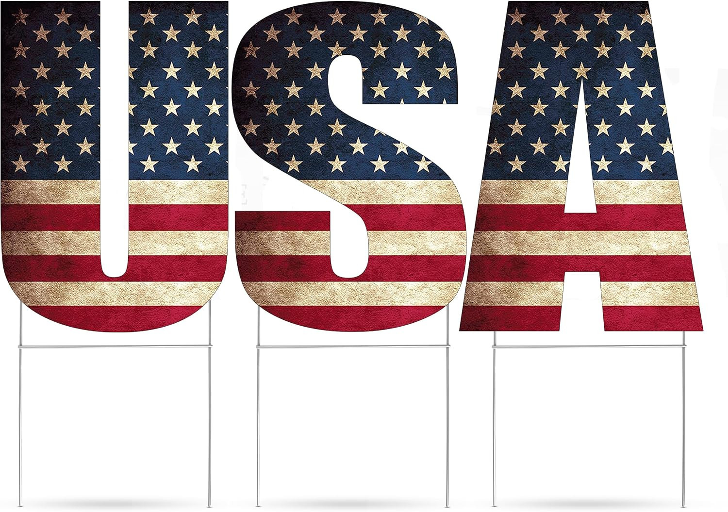 Rustic Large USA United States of America Patriotic Flag Yard Sign Home Decor La