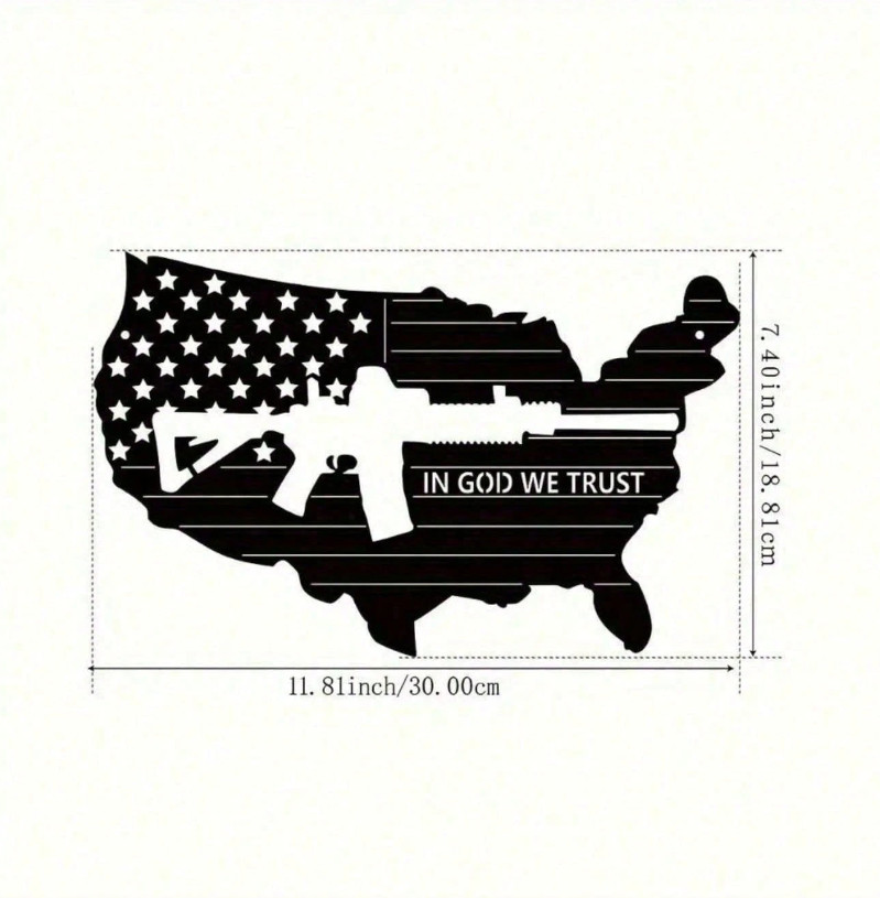 American Flag Gun Metal Sign Patriotic USA Wall Decor Man Cave Plaque
