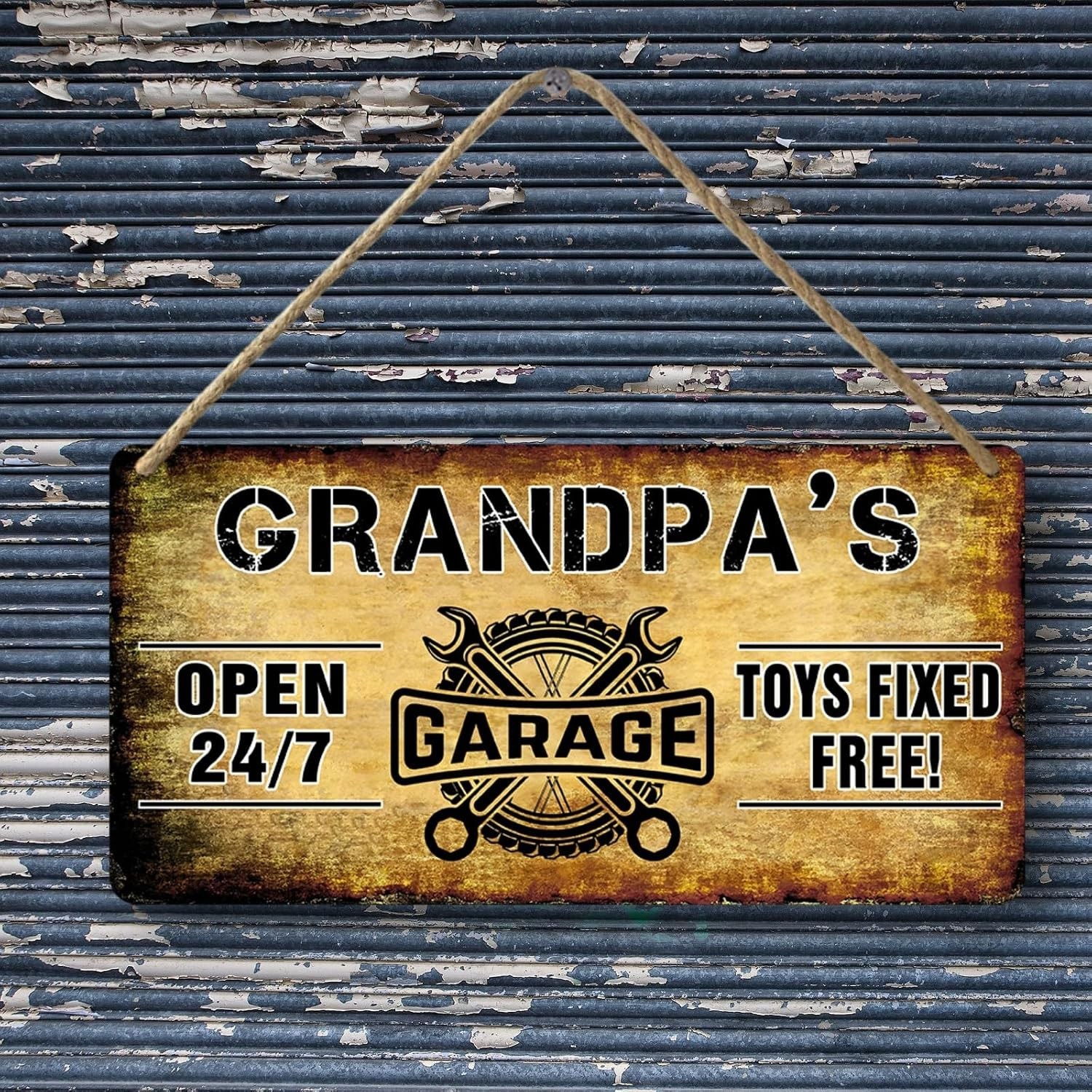 Garage Wooden Sign – Papa’s Fix It Shop Vintage Mechanic Sign – Toys Fixed
