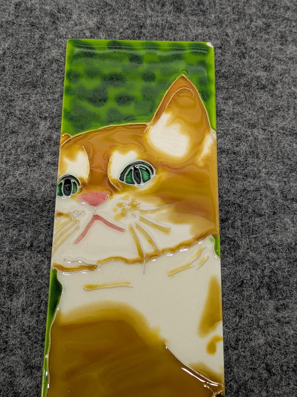 Ceramic Cats Wall Plaque Tile 3D Textured Hanging Rectangular Multicolor Decor