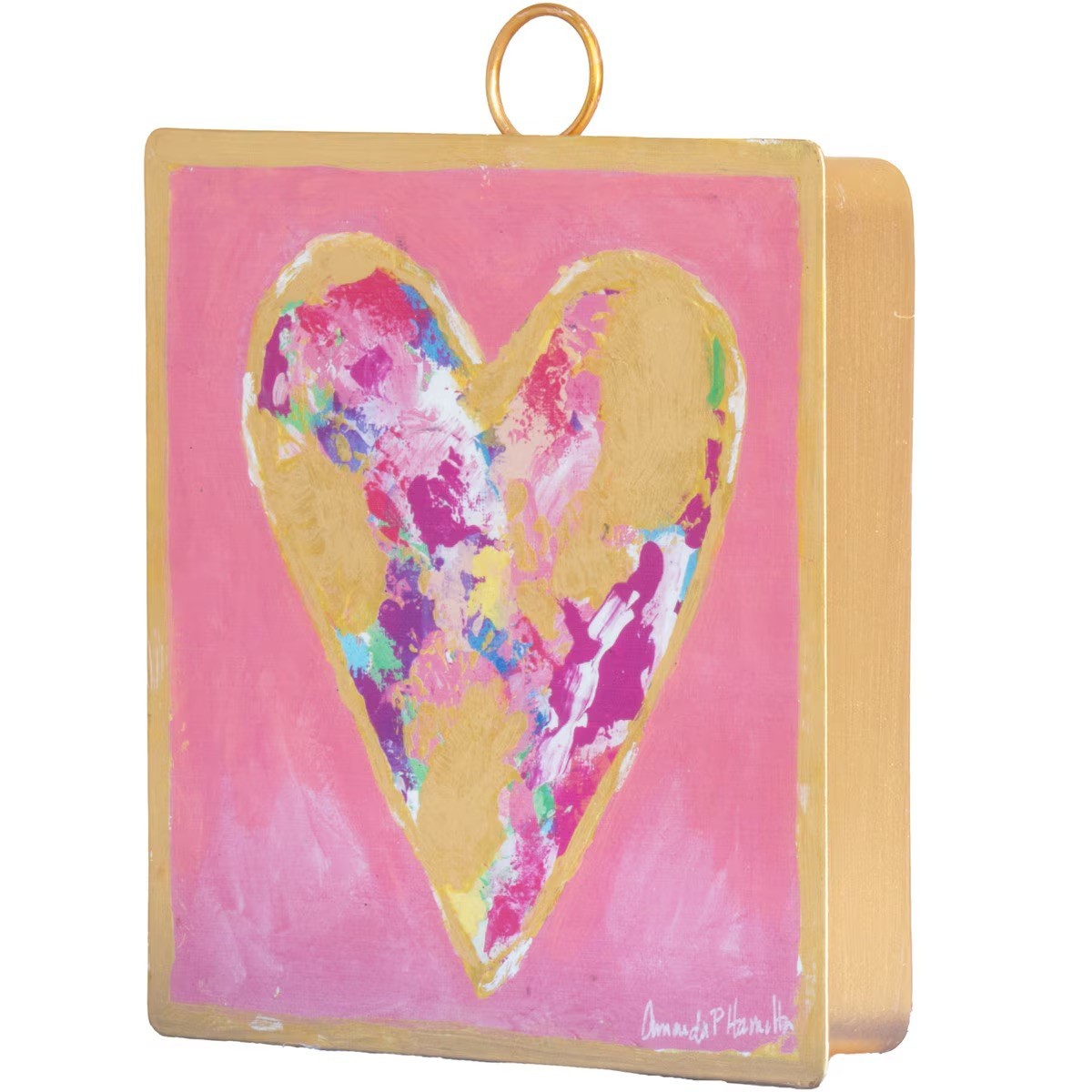 The Round Top Collection Mini Pink & Gold Messy Heart Print 6x6x1
