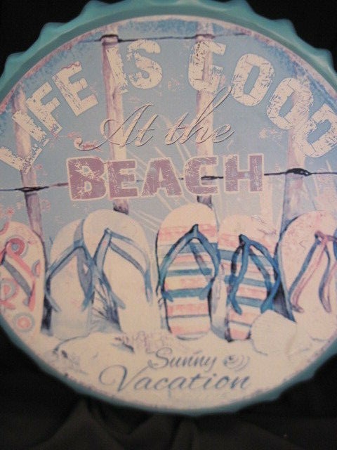 Life is Good at the Beach Bottle Cap Wall Sign