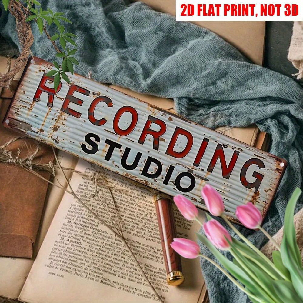 Vintage Recording Studio Metal Tin Sign Retro Music Decor for Home Studio Gift