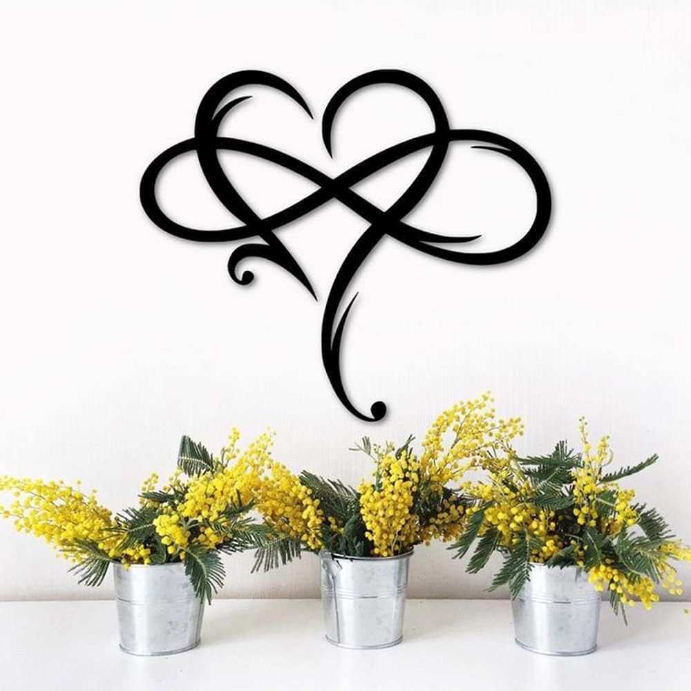 Infinity Heart Wall Decor, Unique Infinity Heart Metal Art Wall Decor Love Sign