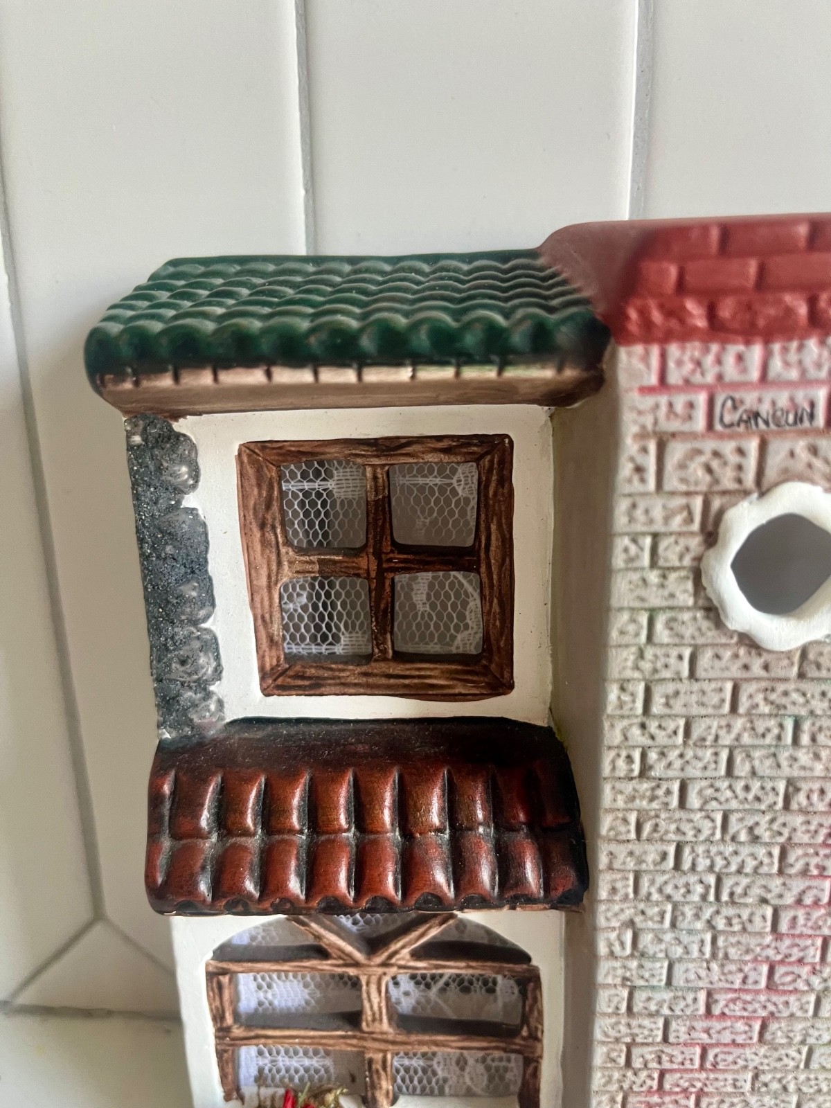 Vintage Handmade Pipe Creations Mexico Casa Door Plaque Ceramic House Front Rare