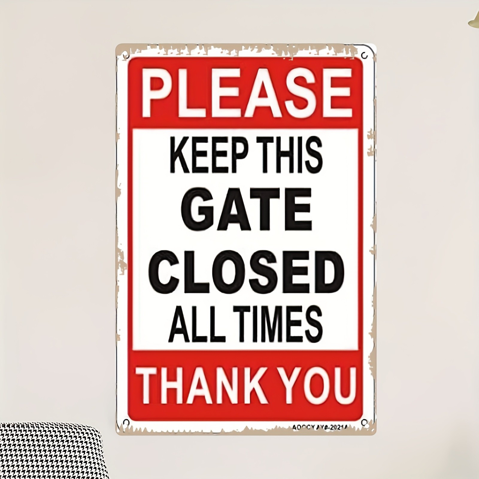 Vintage Metal “Please Keep Gate Closed” Sign 8×12 Rustic Red/Black/White