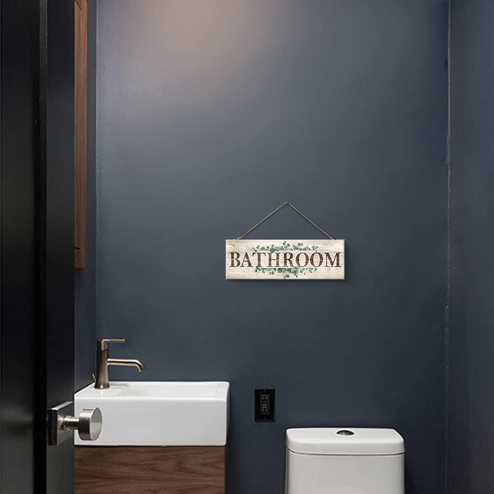 Bathroom Sign Wall Decor, Bathroom Wall Art, Rustic Farmhouse Wall Hanging Plaqu