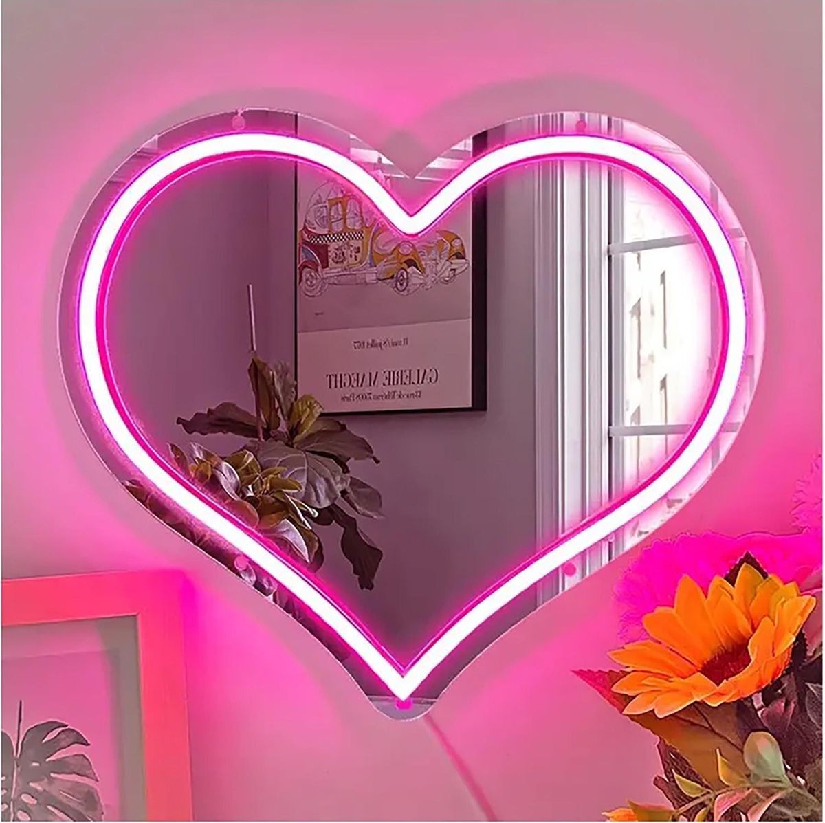 Bat Mirror Neon Sign| Neon Wall Art Sign For Wall Decor| Led Neon Mirror