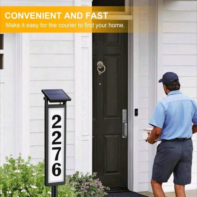 House Numbers Solar Powered LED Address Sign Light On Stick for Best Visibility!