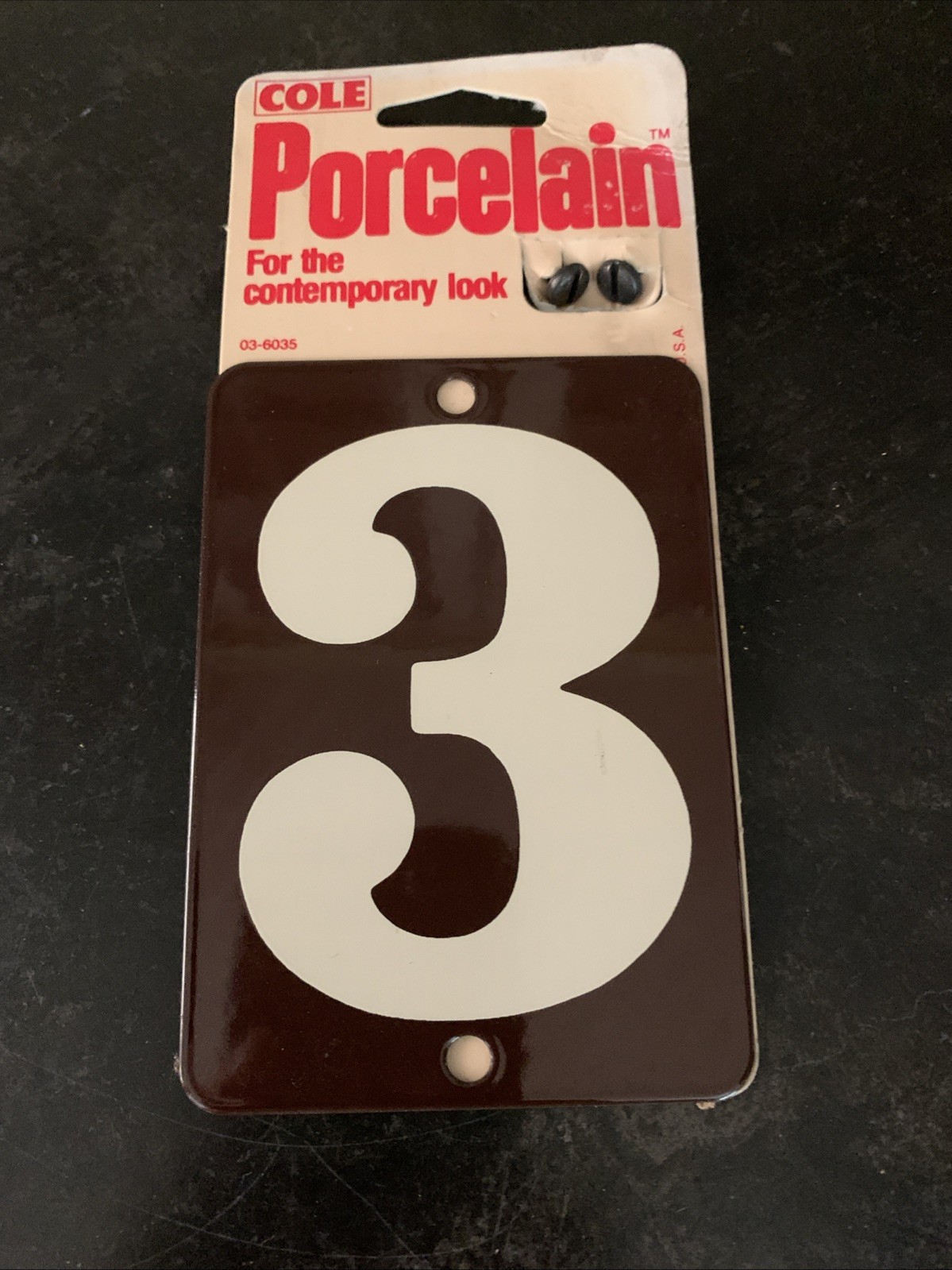 Vintage Cole Porcelain House Number #3