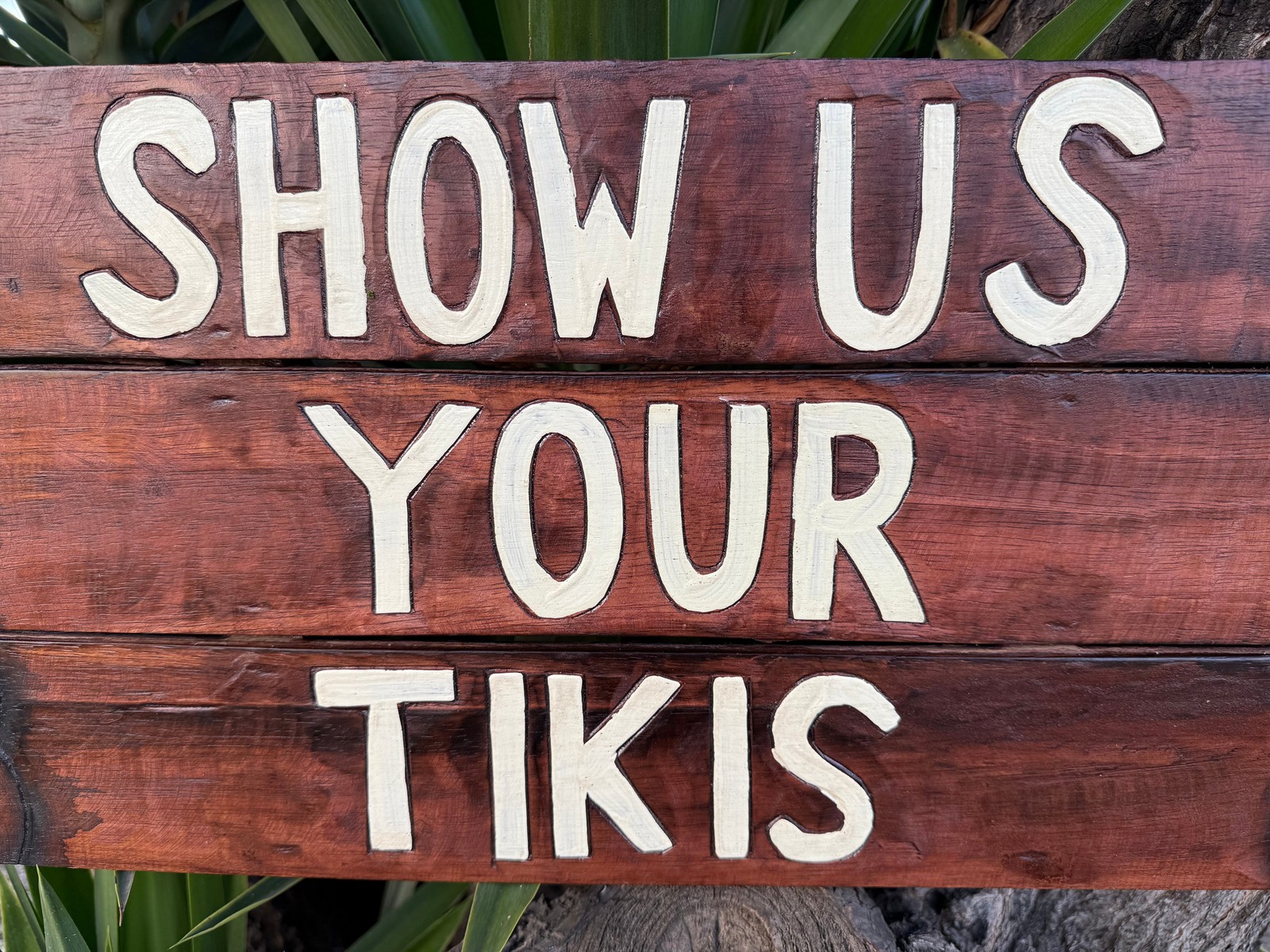 “Show Us Your Tikis” Large Wooden Sign Tiki Bar 39″x 10″