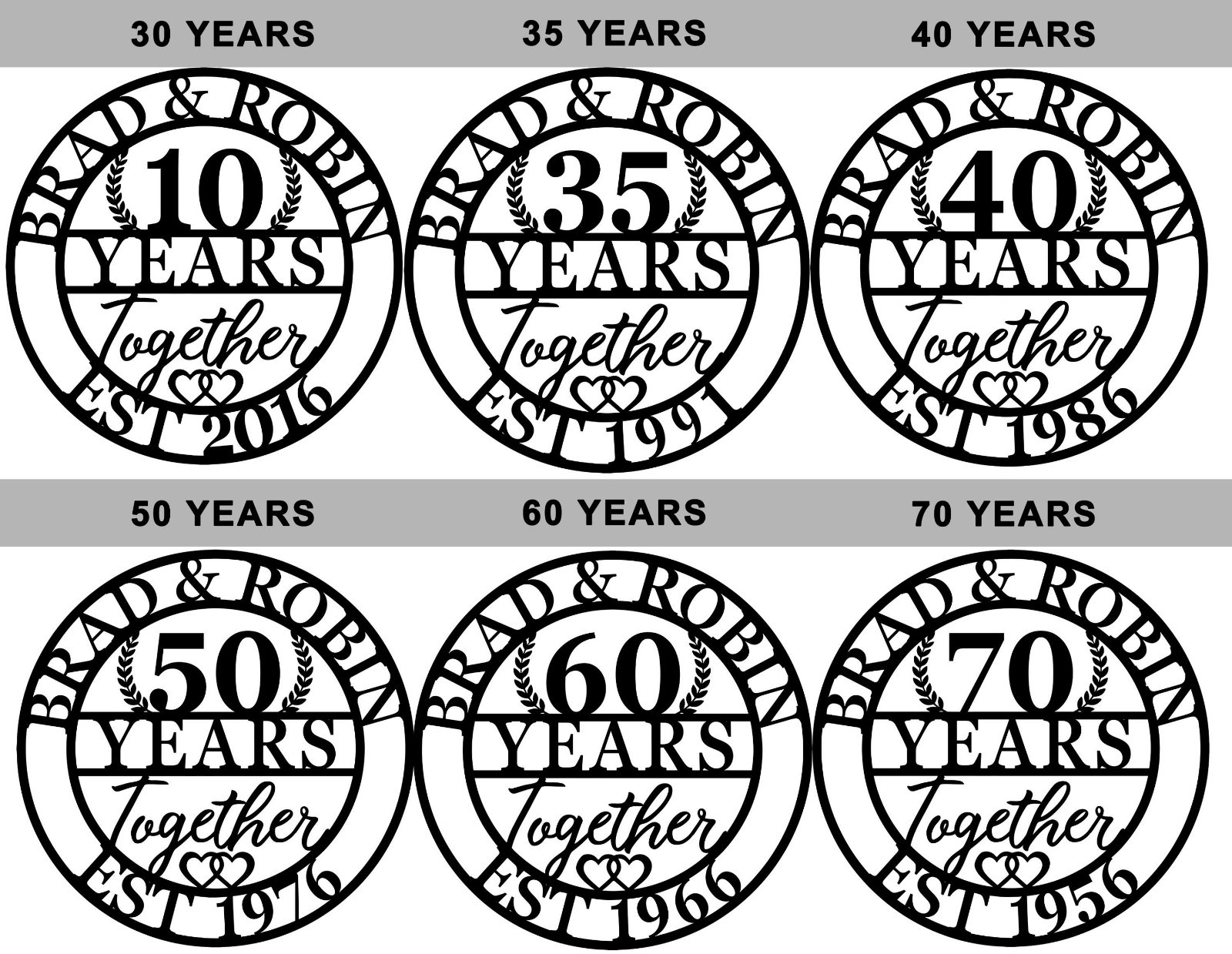 Personalized Anniversary Metal Sign, 40 Years Together Couple Wall Decor