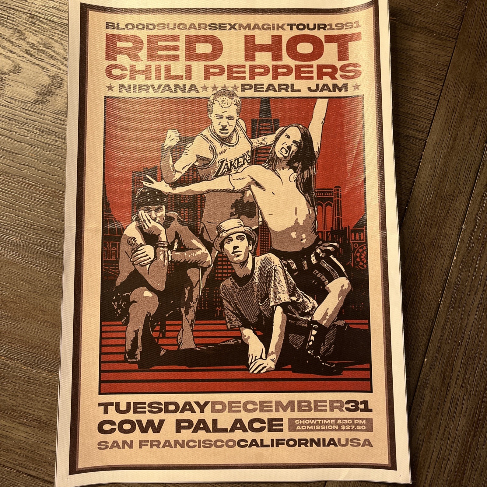 Red Hot Chili Peppers Cow Palace Concert Nirvana Peal Jam Vinyl Poster