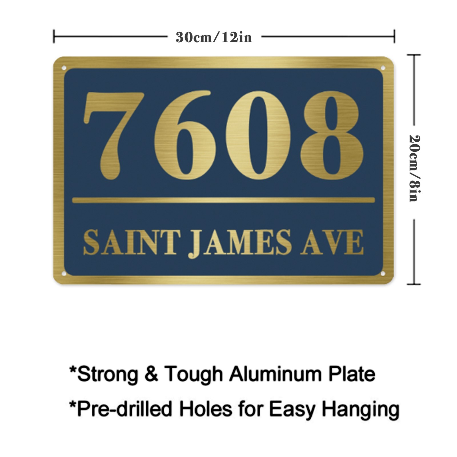 8″ x 12″ Personalized Home Address Sign Customized Aluminum House Number Plaque