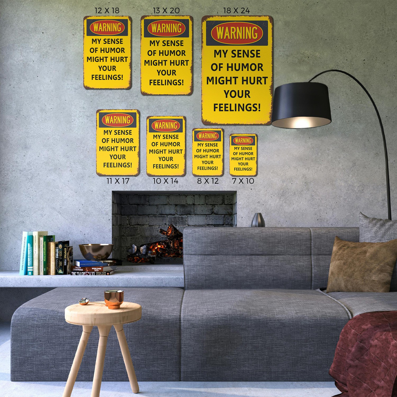 Warning My Sense Of Humor Might Hurt Your Feelings Vintage Style Sign Thick