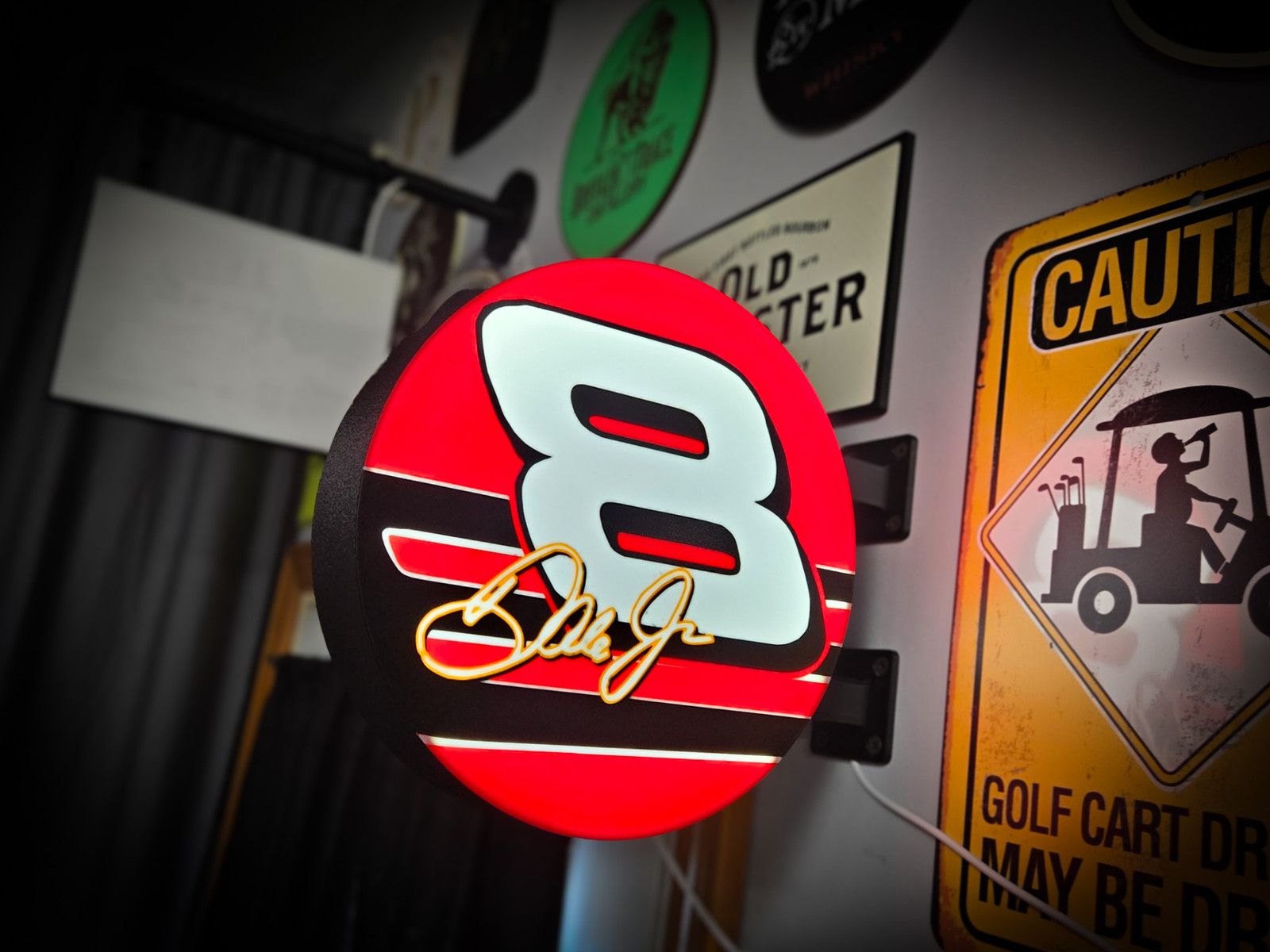 Dale Jr #8 LED Lightbox Sign 3D Printed Round Wall Mount Man Cave Garage Decor