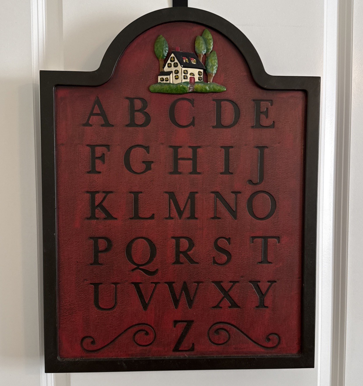 Home Interiors Deep Red Metal Dimensional Alphabet Wall Plaque w/ House at Top