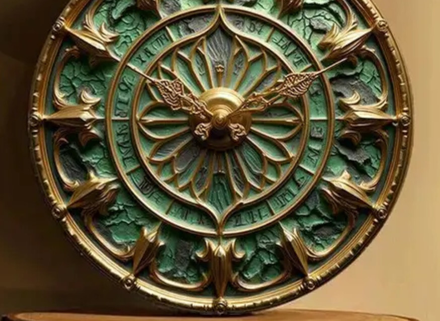 Pair Decorative Wall Plaques Green ‘Clock’ (Not a Real Clock) New! Aluminum Set
